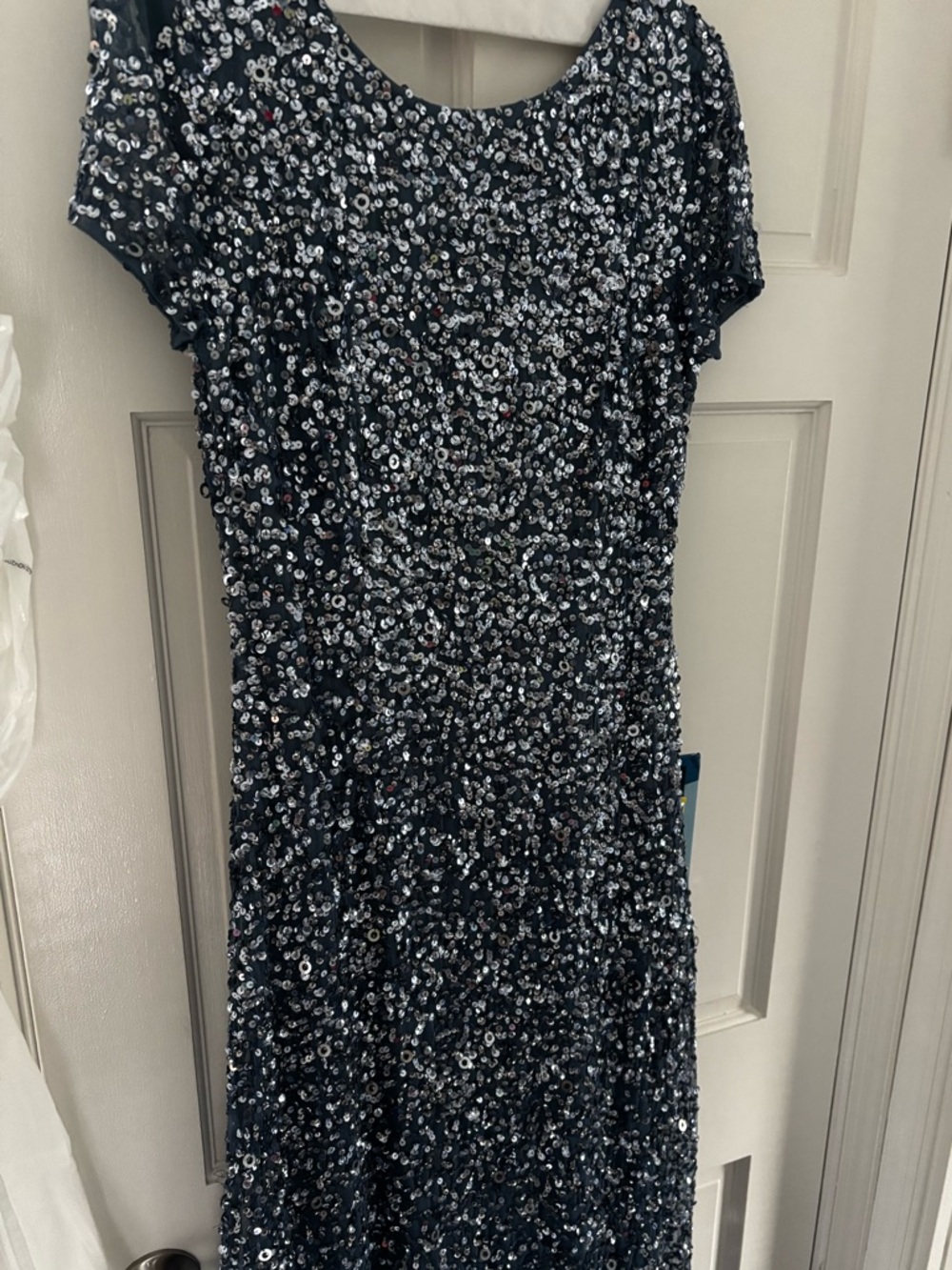 Shades of blue Sequin Short-Sleeve Evening Dress